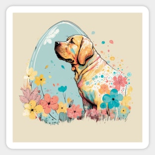 Yellow Labrador Retriever Easter Egg Spring Floral Cute Dog Lover Art Sticker